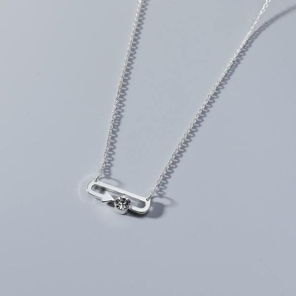 

Rhinestone Arrow Charm Necklace, Silver