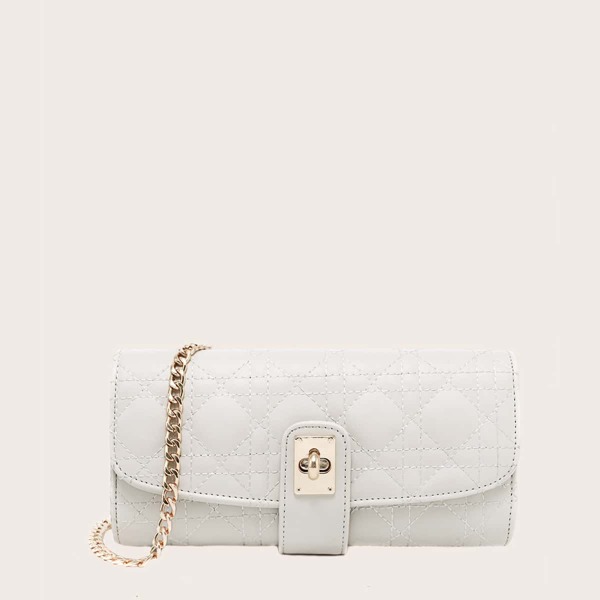 

Quilted Baguette Bag, Beige