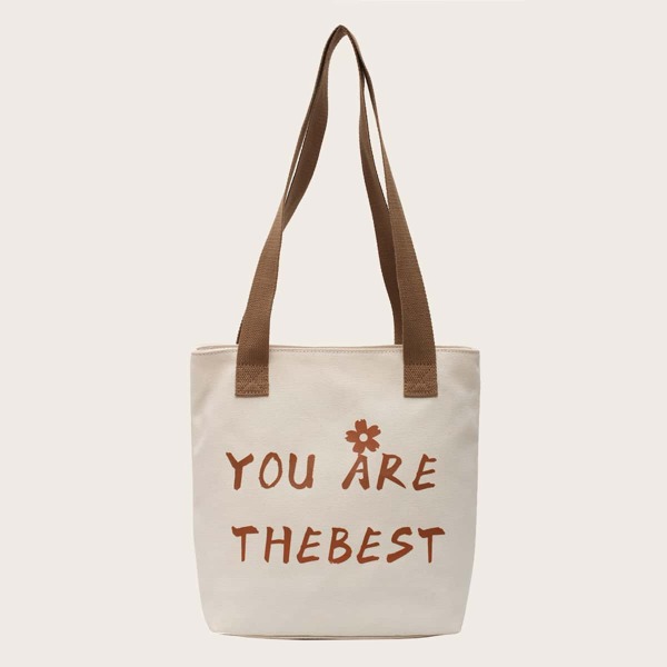 

Letter Graphic Tote Bag, White