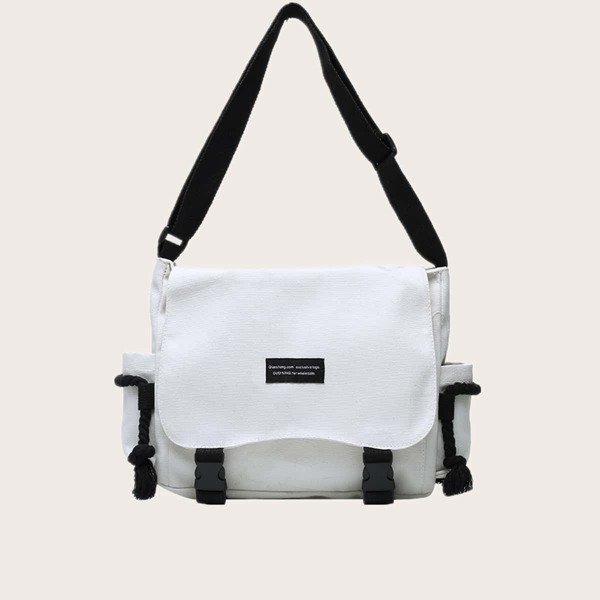 

Kids Release Buckle Flap Canvas Crossbody Bag, White