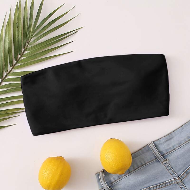 

Plain Bandeau Bikini Top, Black