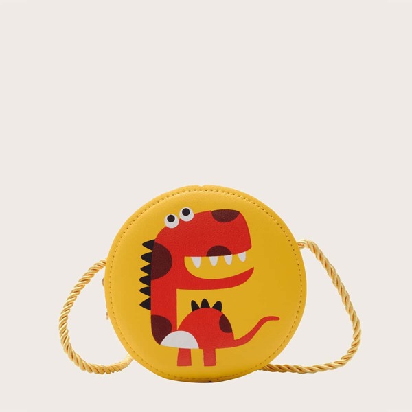 

Kids Cartoon Dinosaur Print Round Crossbody Bag, Yellow