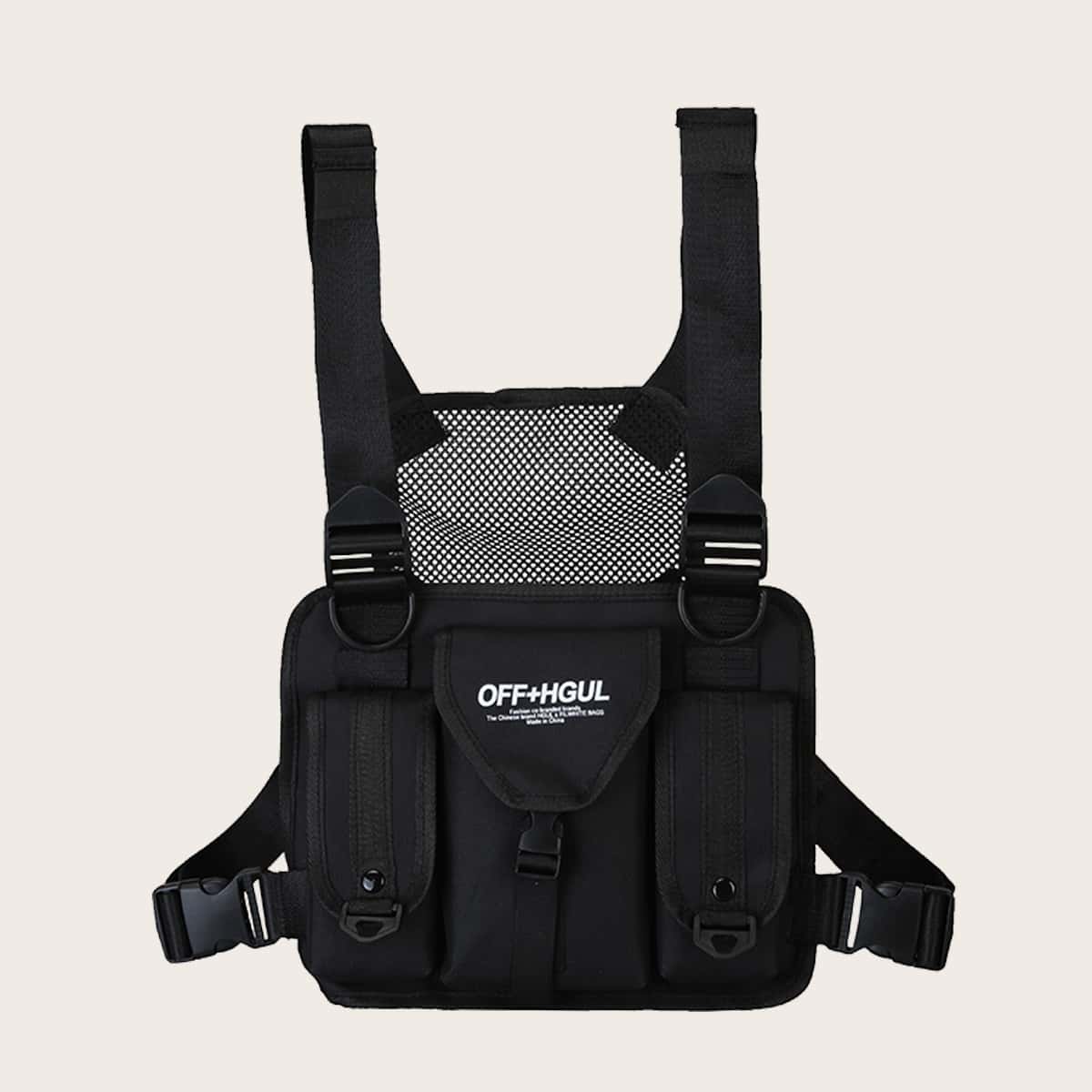 

Guys Pocket Front Chest Bag, Black