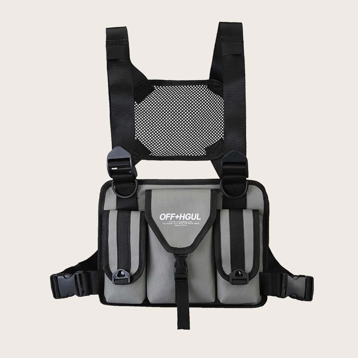 

Guys Pocket Front Chest Bag, Grey