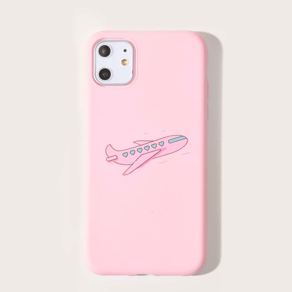 

1pc Cartoon Graphic iPhone Case, Pink