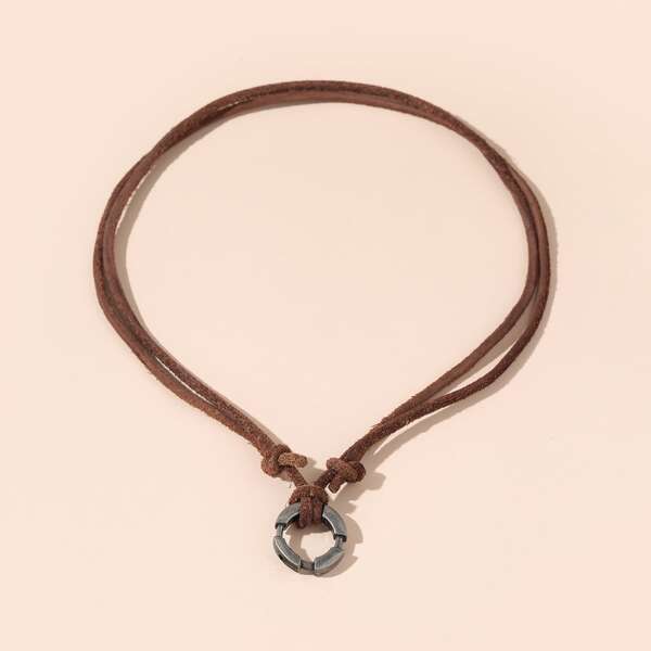 

Men Metal Decor Necklace, Brown
