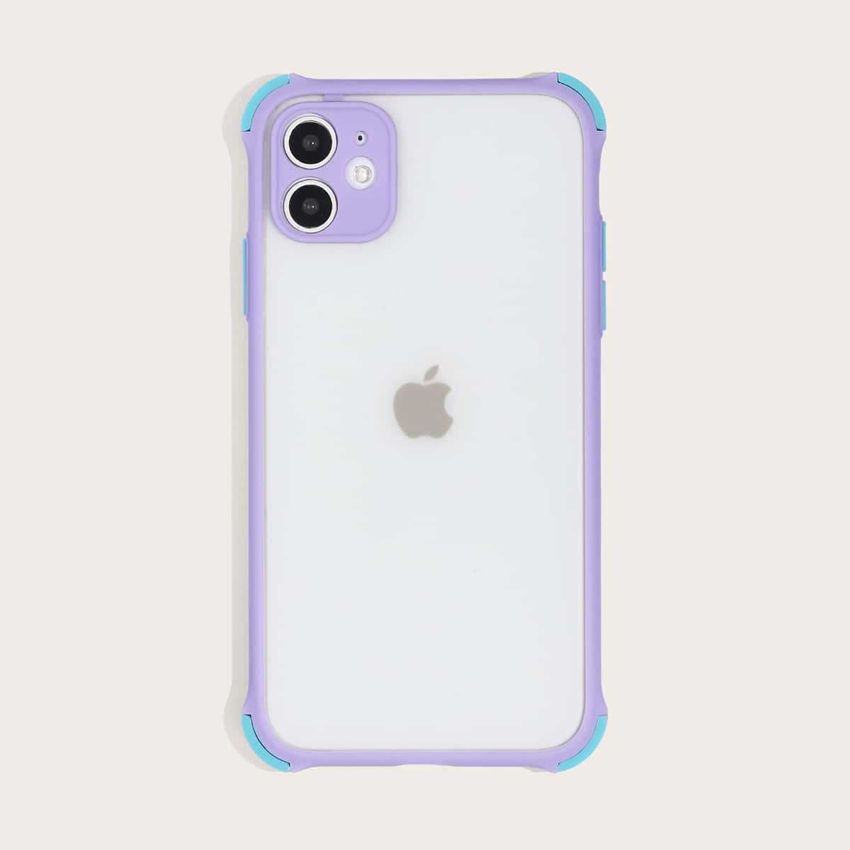 

1pc Contrast Frame iPhone Case, Purple clear