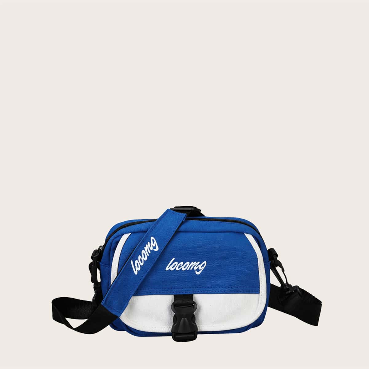 

Guys Letter Graphic Colorblock Crossbody Bag, Blue