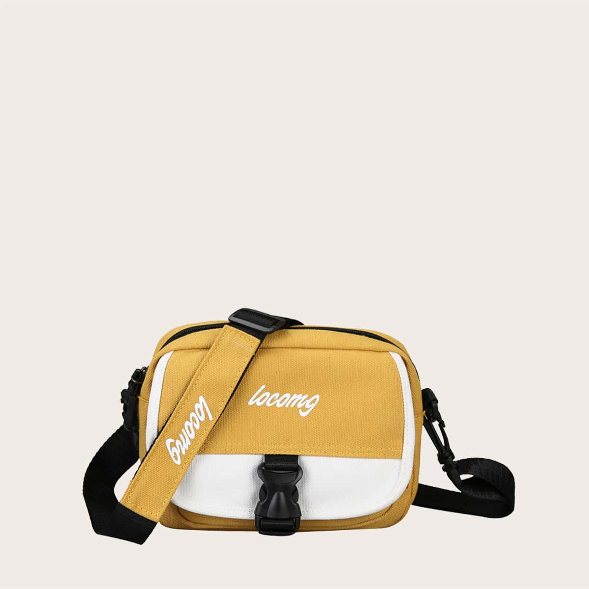 

Guys Letter Graphic Colorblock Crossbody Bag, Yellow