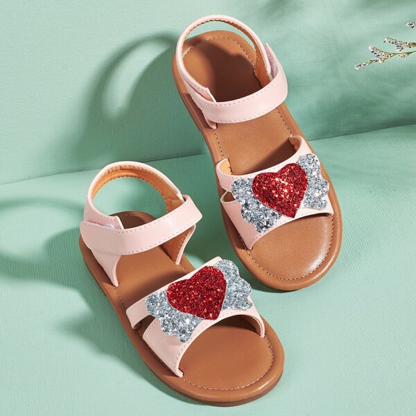 

Toddler Girls Sequin Heart Decor Sandals, Pink