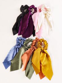 Satin Bow Scrunchie Set - 8pcs Casual - Multicolor - View 2
