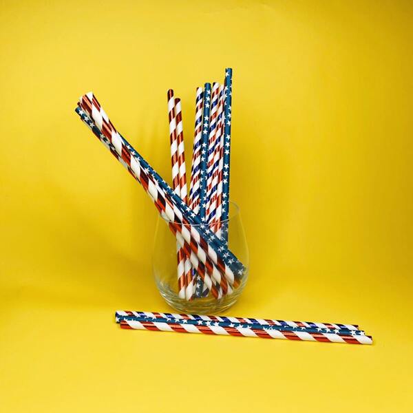 

25pcs Disposable Paper Straw, Multicolor