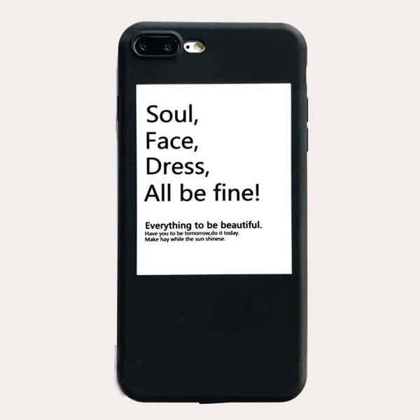 

1pc Letter Print iPhone Case, Black