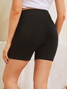 SHEIN 孕婦裝西裝領腰帶過臍機車短褲 - 黑色 - 查看 2