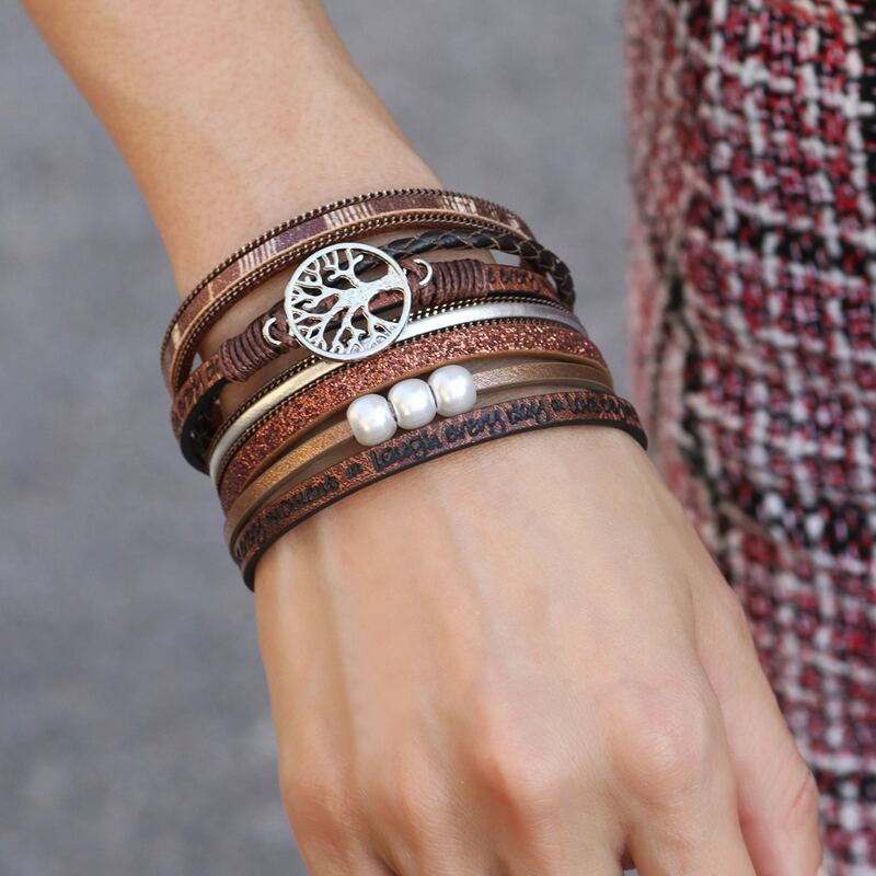 

Hollow Out Layered Bracelet, Brown