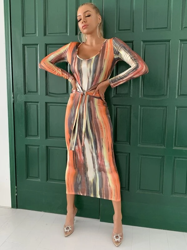 tie waist bodycon dress