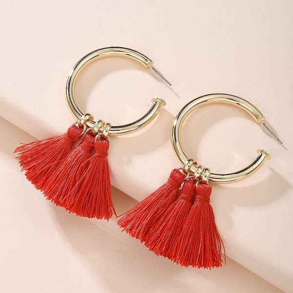 

Tassel Charm Drop Earrings, Red