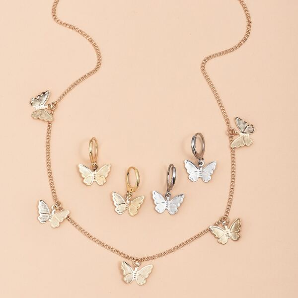 

5pcs Butterfly Decor Jewelry Set, Multicolor