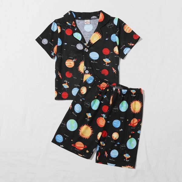 

Toddler Boys Galaxy & Letter Graphic PJ Set, Black