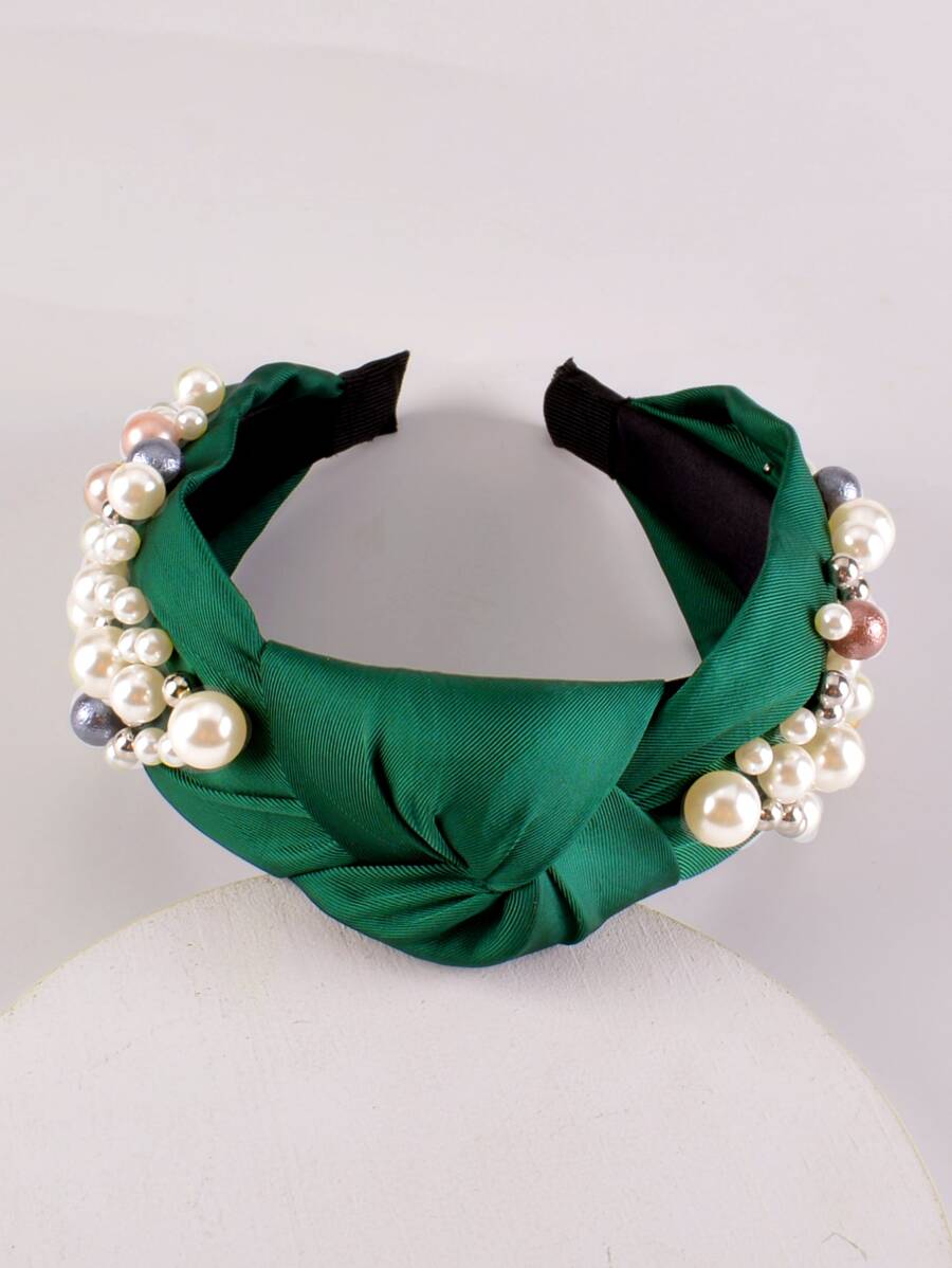 Vòng tóc trang trí ngọc trai giả thanh lịch - màu xanh lá - Xem 1