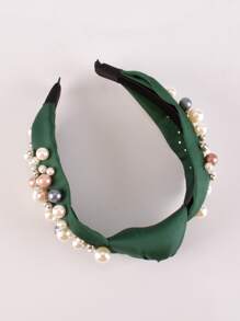 Vòng tóc trang trí ngọc trai giả thanh lịch - màu xanh lá - Xem 2