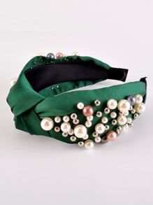 Vòng tóc trang trí ngọc trai giả thanh lịch - màu xanh lá - Xem 3