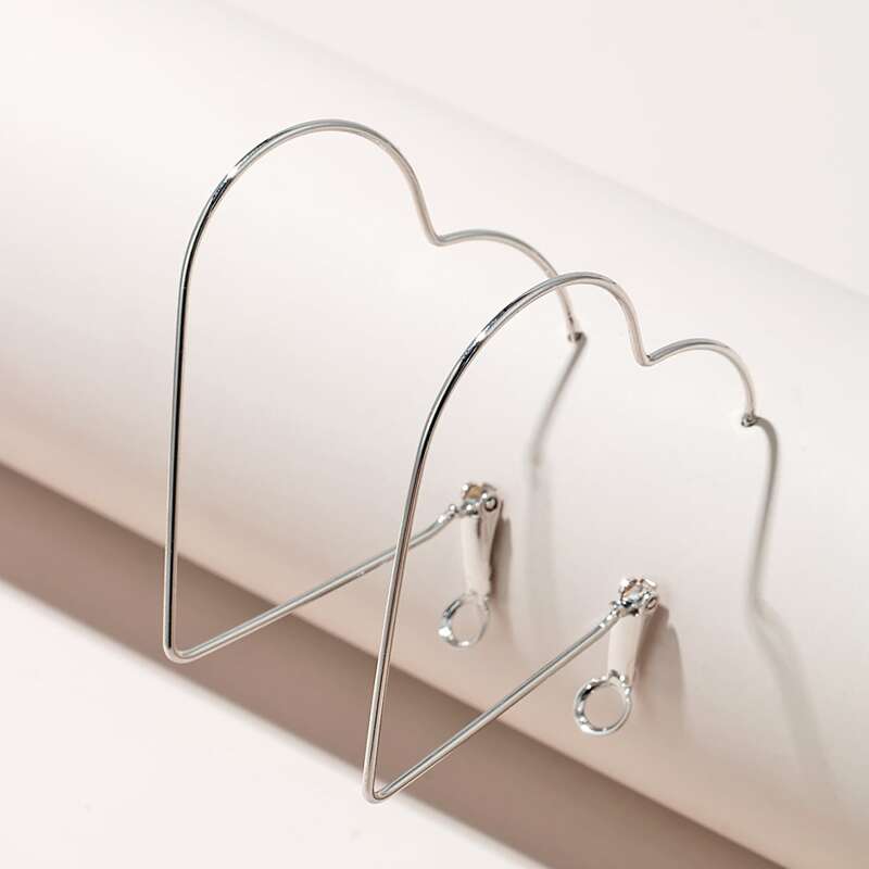 

Heart Shaped Hoop Earrings, Silver