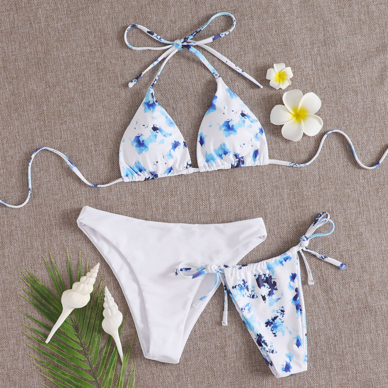 

3pack Tie Dye Triangle Co-ord Bikini Swimsuit, Multicolor