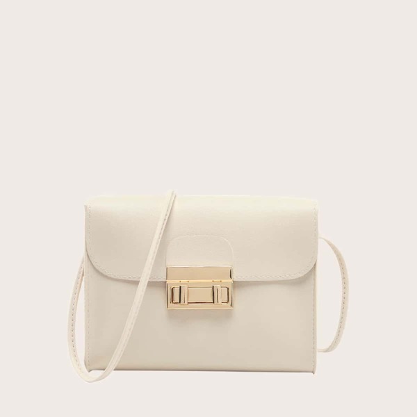 

Girls Metal Lock Flap Crossbody Bag, White