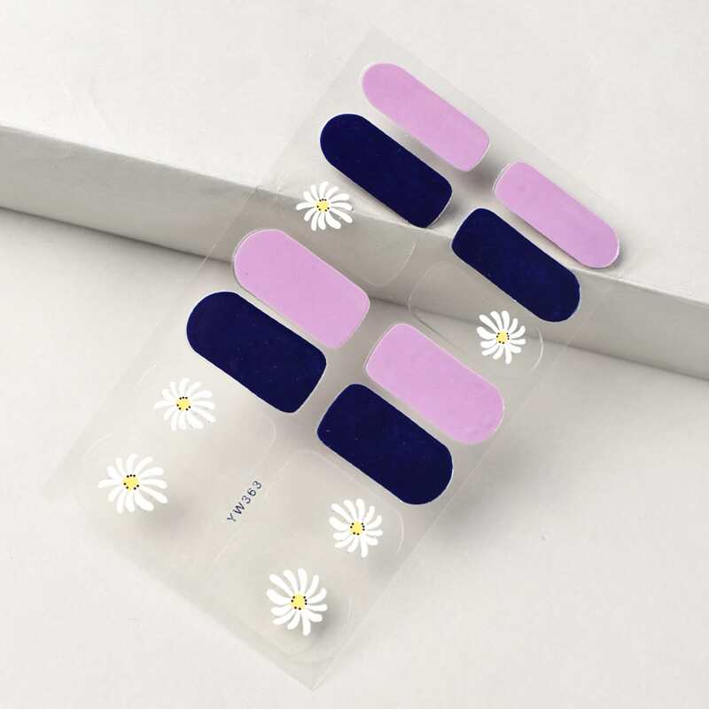 

1sheet Flower Print Nail Sticker, Purple