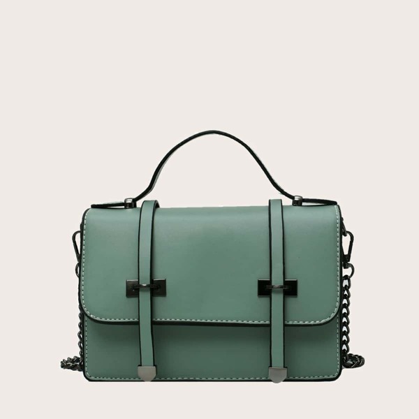 

Top Handle Flap Satchel Bag, Green