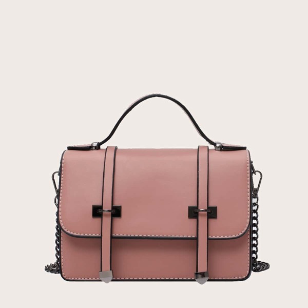 

Top Handle Flap Satchel Bag, Pink