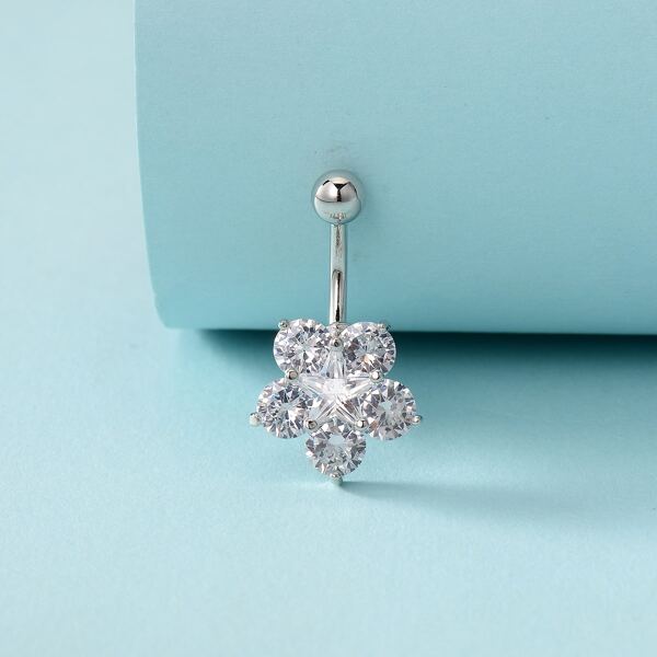 

Rhinestone Engraved Belly Ring, White