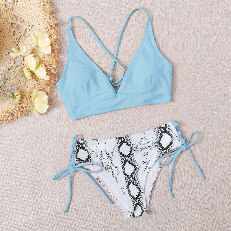 

Snakeskin Tie Side Bikini Swimsuit, Multicolor