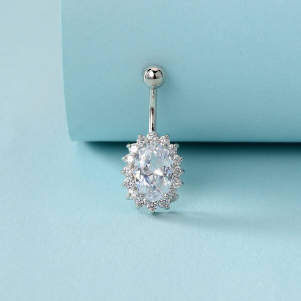 

Rhinestone Engraved Belly Ring, White
