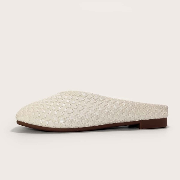 

Minimalist Braided Flat Mules, Beige