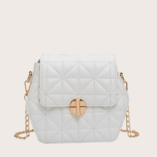 

Stitch Detail Chain Crossbody Bag, White