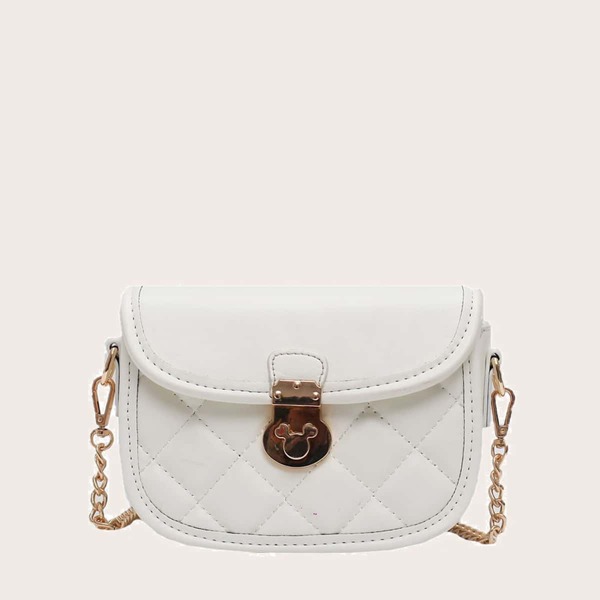 

Quilted Flap Crossbody Bag, White