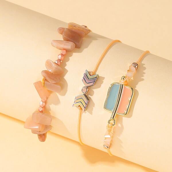 

3pcs Color Block Bracelet, Multicolor