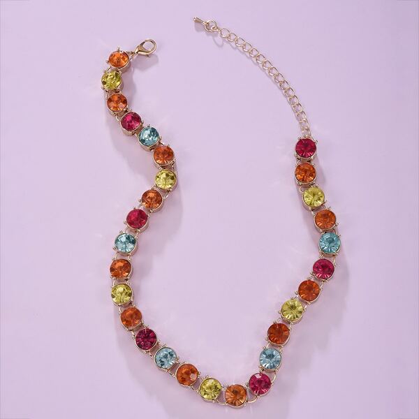 

Rhinestone Engraved Choker, Multicolor