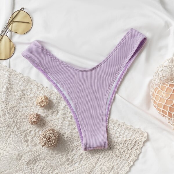 

Rib High Cut Bikini Panty, Pastel dusty purple