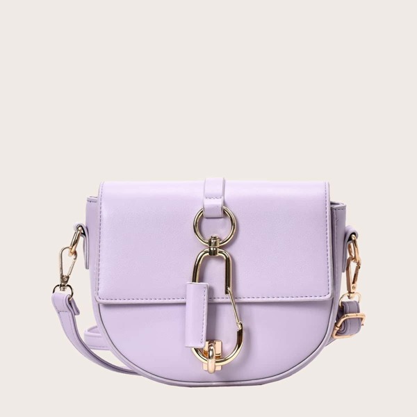 

Metal Lock Crossbody Bag, Purple