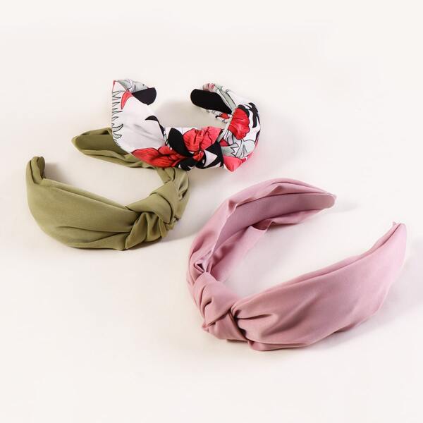 

3pcs Floral Pattern Hair Hoop, Multicolor