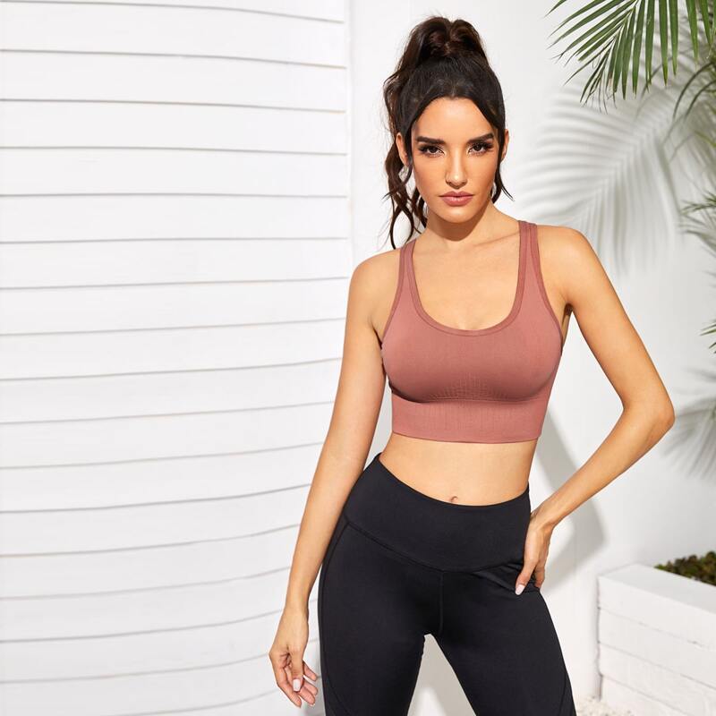 

Cut Out Back Crop Sports Bra, Dusty pink