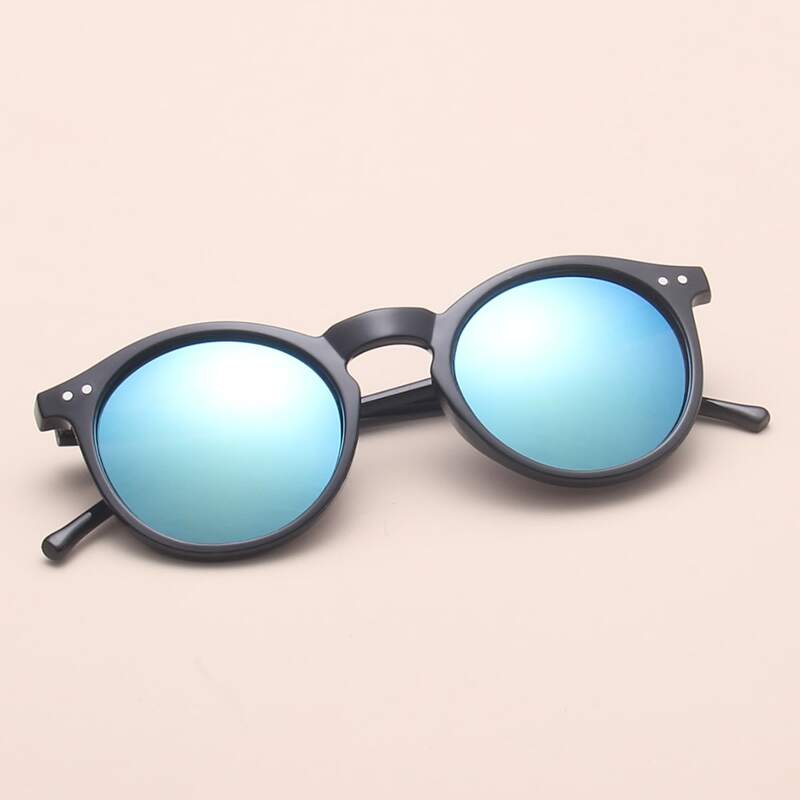 

Rivet Decor Round Frame Sunglasses, Royal blue