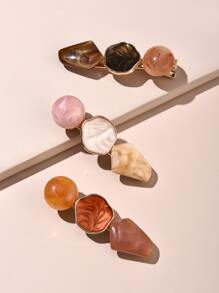 3 cái Vintage hình học clip tóc - Nhiều màu - Xem 1