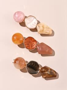 3 cái Vintage hình học clip tóc - Nhiều màu - Xem 2