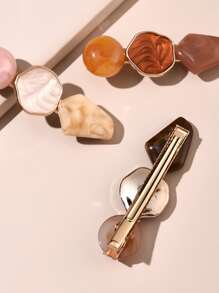 3 cái Vintage hình học clip tóc - Nhiều màu - Xem 3