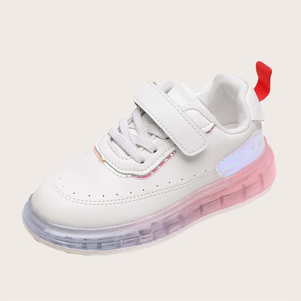 

Girls Lace-up Front Velcro Strap Sneakers, White