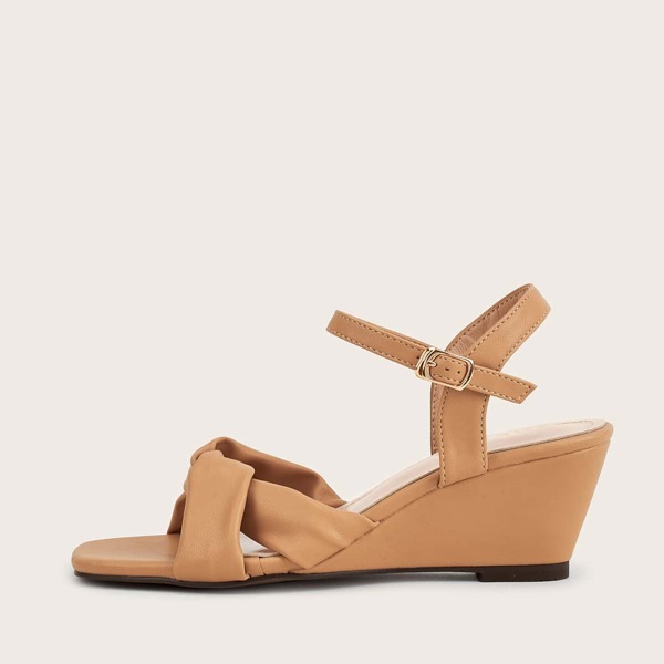 

Twist Front Ankle Strap Wedges, Yellow